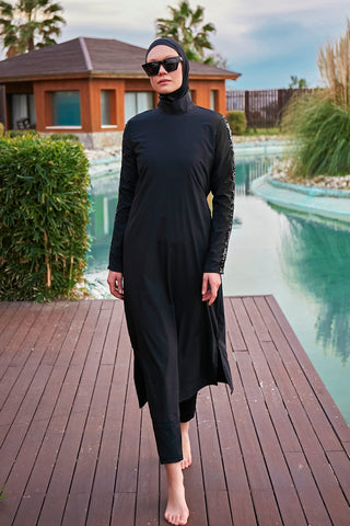 Woven Black Burkini Modest Swimwear M2417 - By Baano