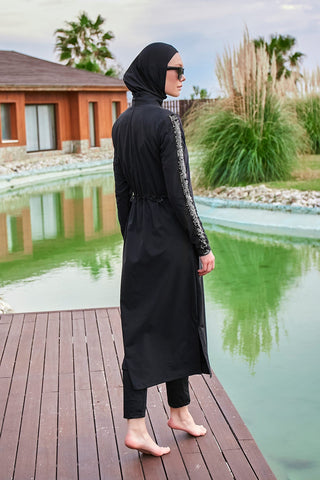 Woven Black Burkini Modest Swimwear M2417 - By Baano