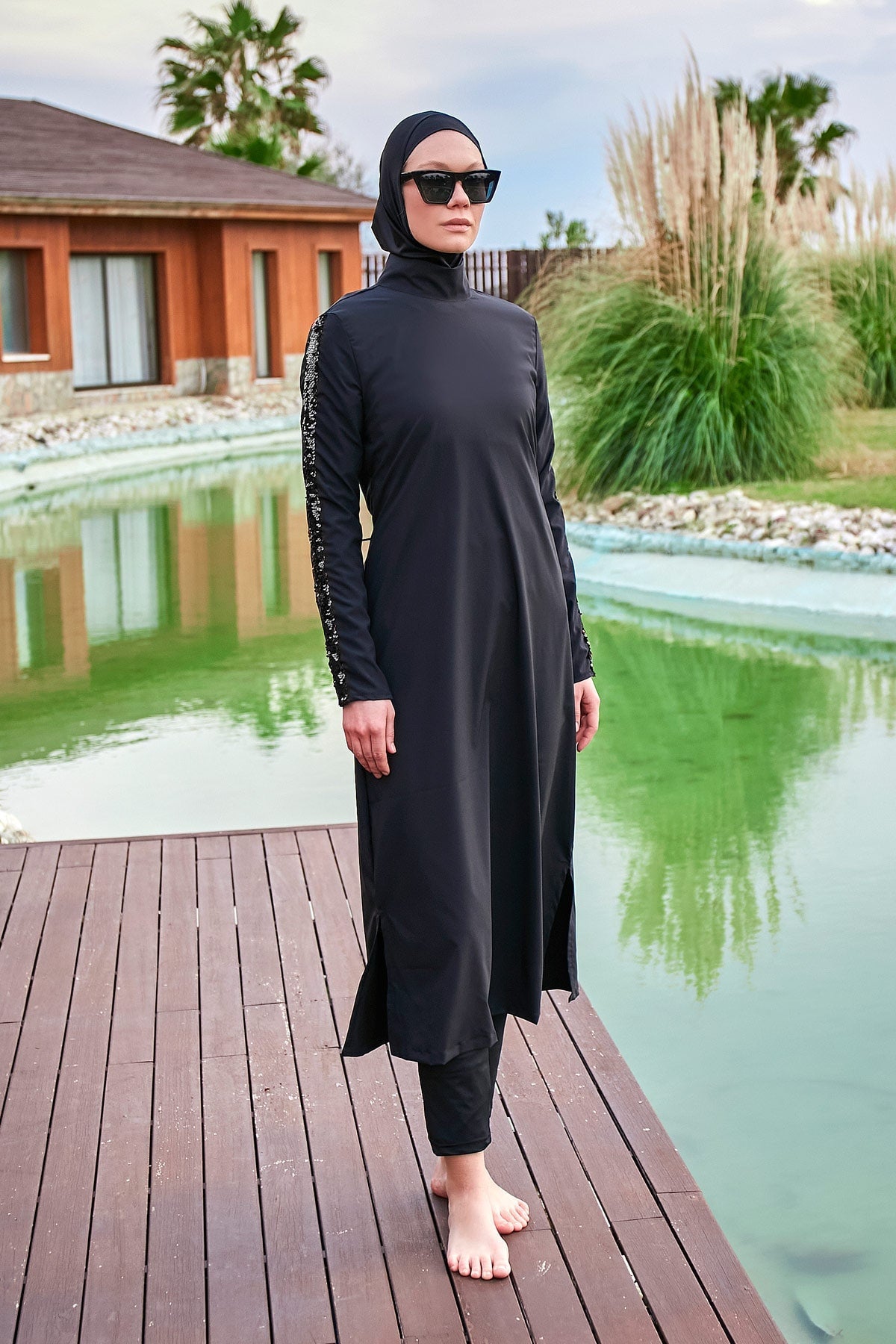 Woven Black Burkini Modest Swimwear M2417 Marina Modest