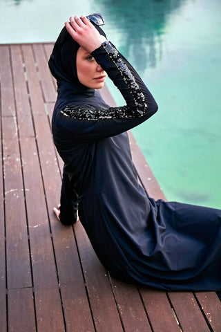 Woven Black Burkini Modest Swimwear M2417 - By Baano