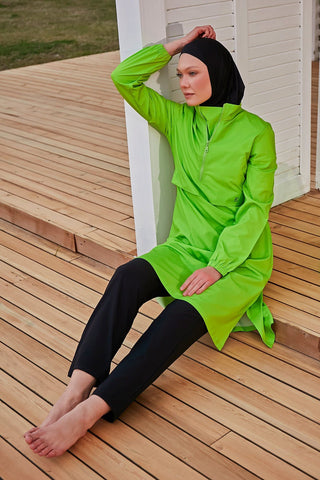Woven Green Burkini Modest Swimwear M2407 - By Baano
