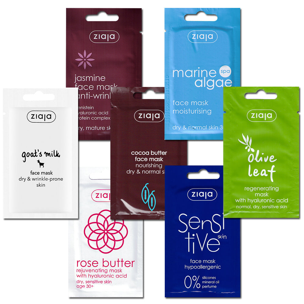 Face Mask: Sample Pack (1 of each, total 7) - By Baano