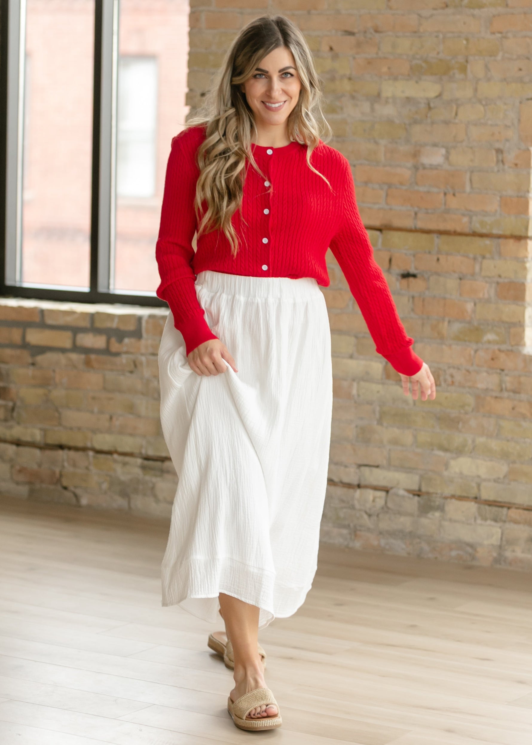 Mason Red Button Up Cardigan