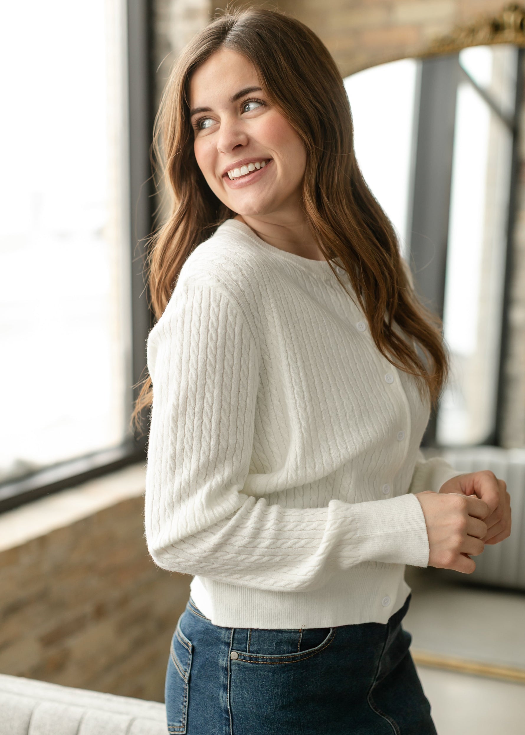 Mason White Button Up Cardigan