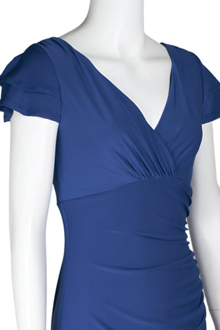 Catherine Malandrino V-Neck Short Sleeve Gathered Side Solid Jersey Dress - By Baano