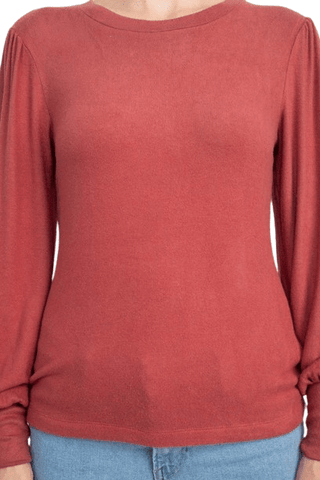 Catherine Malandrino Crew Neck Long Sleeve Elastic Cuff’s Solid Knit Top - Glamourous Grace