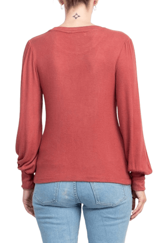 Catherine Malandrino Crew Neck Long Sleeve Elastic Cuff’s Solid Knit Top - Glamourous Grace