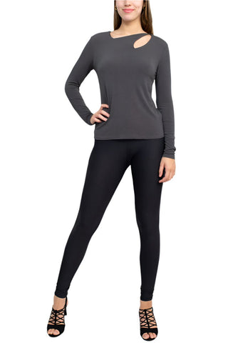 Catherine Malandrino Asymmetrical Cutout Neck Long Sleeve Solid Crepe Top - Glamourous Grace