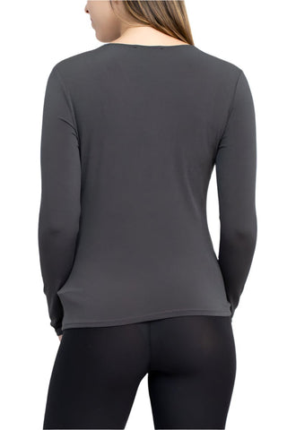 Catherine Malandrino Asymmetrical Cutout Neck Long Sleeve Solid Crepe Top - Glamourous Grace