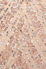 Aidan Mattox V - Neck Cape Sleeve Sheath Zipper Back Slit Front Embellished Mesh Dress - Glamourous Grace