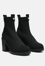Medusa Knitted Block Heel Ankle Boots
