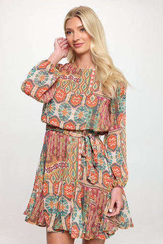 Ancient Tapestry Long Sleeve Dress