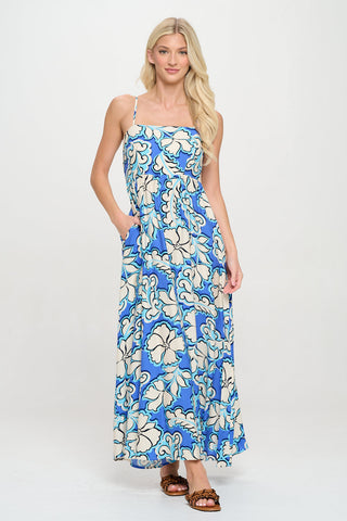 Azure Bloom Maxi Dress
