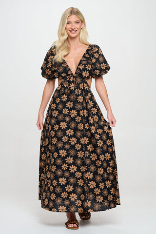 Black Daisy Cut Out Maxi Dress