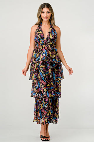 Black Multi Floral Lulua Maxi Dress