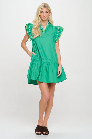 Emerald Oasis Scalloped Detailed Dress