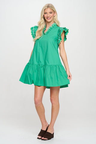 Emerald Oasis Scalloped Detailed Dress