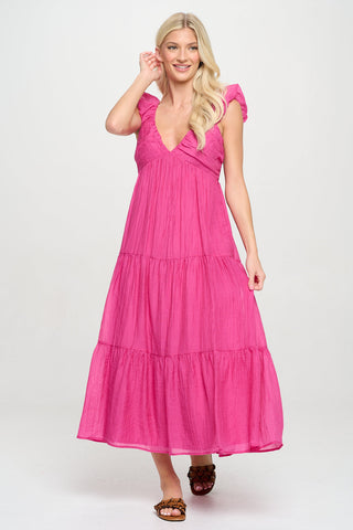 Fuchsia Breeze Ruched Maxi Dress