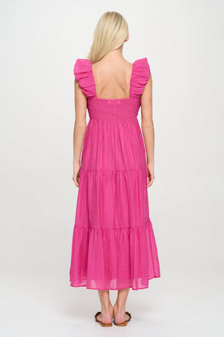 Fuchsia Breeze Ruched Maxi Dress