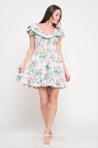 Smocked Ruffle Mini Dress