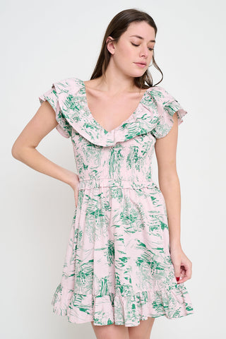 Smocked Ruffle Mini Dress