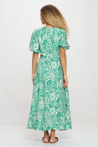 Verdant Paisley Cut-Out Maxi Dress