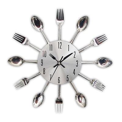 Metal Kitchen Wall Clock Creative  Kitchen Wall Clock 3D Modern Creative Kitchen Cutlery Spoon Fork Time Like Wall Clock Wall Sticker Room Home Decoration Quartz Wall Art Cutlery Mounted Clocks Modern Design Home Decorative Stevvex