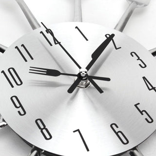 Metal Kitchen Wall Clock Creative  Kitchen Wall Clock 3D Modern Creative Kitchen Cutlery Spoon Fork Time Like Wall Clock Wall Sticker Room Home Decoration Quartz Wall Art Cutlery Mounted Clocks Modern Design Home Decorative Stevvex
