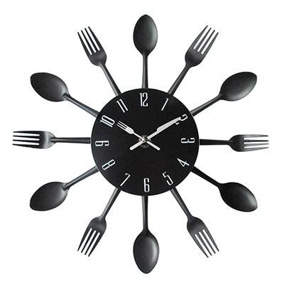 Metal Kitchen Wall Clock Creative  Kitchen Wall Clock 3D Modern Creative Kitchen Cutlery Spoon Fork Time Like Wall Clock Wall Sticker Room Home Decoration Quartz Wall Art Cutlery Mounted Clocks Modern Design Home Decorative Stevvex