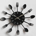 Metal Kitchen Wall Clock Creative  Kitchen Wall Clock 3D Modern Creative Kitchen Cutlery Spoon Fork Time Like Wall Clock Wall Sticker Room Home Decoration Quartz Wall Art Cutlery Mounted Clocks Modern Design Home Decorative Stevvex