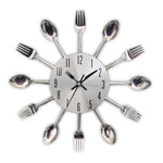 Metal Kitchen Wall Clock Creative  Kitchen Wall Clock 3D Modern Creative Kitchen Cutlery Spoon Fork Time Like Wall Clock Wall Sticker Room Home Decoration Quartz Wall Art Cutlery Mounted Clocks Modern Design Home Decorative Stevvex