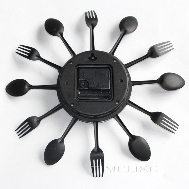 Metal Kitchen Wall Clock Creative  Kitchen Wall Clock 3D Modern Creative Kitchen Cutlery Spoon Fork Time Like Wall Clock Wall Sticker Room Home Decoration Quartz Wall Art Cutlery Mounted Clocks Modern Design Home Decorative Stevvex