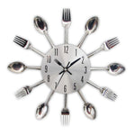 Metal Kitchen Wall Clock Creative  Kitchen Wall Clock 3D Modern Creative Kitchen Cutlery Spoon Fork Time Like Wall Clock Wall Sticker Room Home Decoration Quartz Wall Art Cutlery Mounted Clocks Modern Design Home Decorative Stevvex