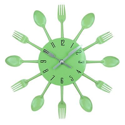 Metal Kitchen Wall Clock Creative  Kitchen Wall Clock 3D Modern Creative Kitchen Cutlery Spoon Fork Time Like Wall Clock Wall Sticker Room Home Decoration Quartz Wall Art Cutlery Mounted Clocks Modern Design Home Decorative Stevvex