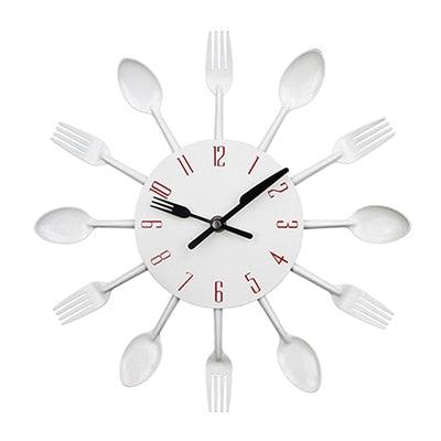 Metal Kitchen Wall Clock Creative  Kitchen Wall Clock 3D Modern Creative Kitchen Cutlery Spoon Fork Time Like Wall Clock Wall Sticker Room Home Decoration Quartz Wall Art Cutlery Mounted Clocks Modern Design Home Decorative Stevvex