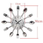 Metal Kitchen Wall Clock Creative  Kitchen Wall Clock 3D Modern Creative Kitchen Cutlery Spoon Fork Time Like Wall Clock Wall Sticker Room Home Decoration Quartz Wall Art Cutlery Mounted Clocks Modern Design Home Decorative Stevvex