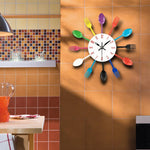 Metal Kitchen Wall Clock Creative  Kitchen Wall Clock 3D Modern Creative Kitchen Cutlery Spoon Fork Time Like Wall Clock Wall Sticker Room Home Decoration Quartz Wall Art Cutlery Mounted Clocks Modern Design Home Decorative Stevvex