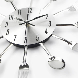 Metal Kitchen Wall Clock Creative  Kitchen Wall Clock 3D Modern Creative Kitchen Cutlery Spoon Fork Time Like Wall Clock Wall Sticker Room Home Decoration Quartz Wall Art Cutlery Mounted Clocks Modern Design Home Decorative Stevvex