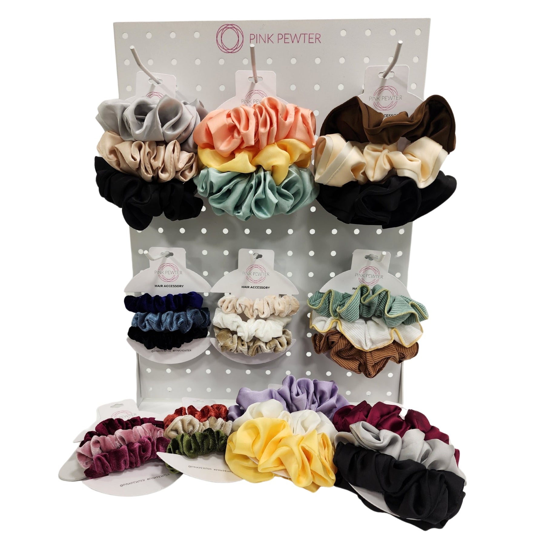 Scrunchie Heaven Retail Kit With Countertop Metal Peg Display With Hooks (30pcs)