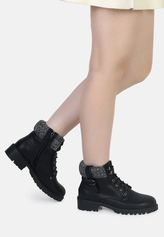 Michael Lace-Up Ankle Boots With Wool Collar