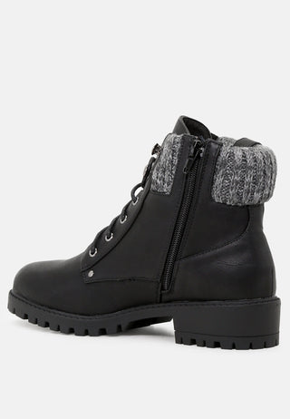 Michael Lace-Up Ankle Boots With Wool Collar