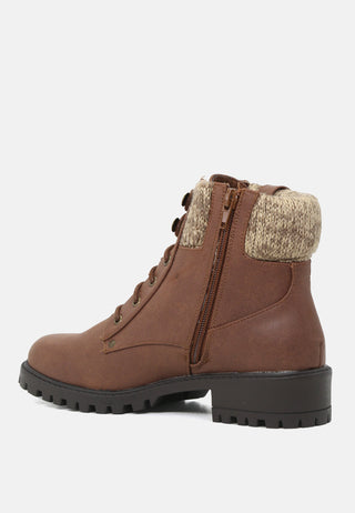 Michael Lace-Up Ankle Boots With Wool Collar