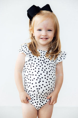 Scattered Dot S/S Flutter Sleeve Leotard - By Baano