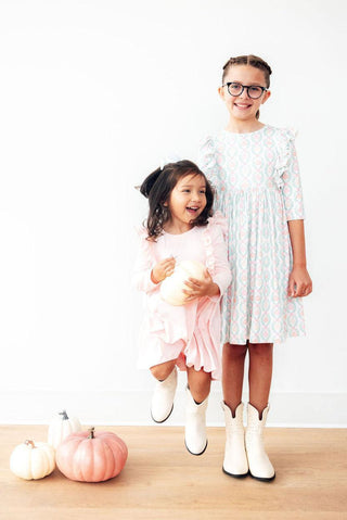 Pumpkin Kisses, Harvest Wishes 3/4 Sleeve Ruffle Twirl Dress - By Baano