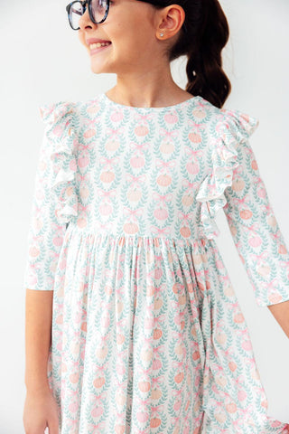 Pumpkin Kisses, Harvest Wishes 3/4 Sleeve Ruffle Twirl Dress - By Baano