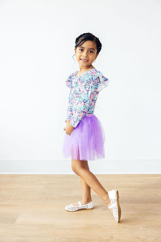 Head in the Clouds L/S Flutter Sleeve Leotard - By Baano