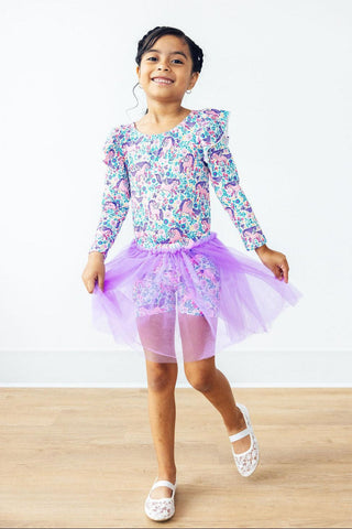 Head in the Clouds L/S Flutter Sleeve Leotard - By Baano