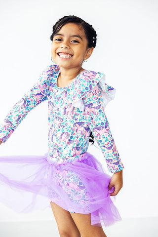 Head in the Clouds L/S Flutter Sleeve Leotard - By Baano