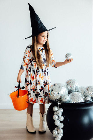Trick or Twirl 3/4 Sleeve Pocket Twirl Dress - By Baano