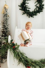 Pink Christmas 3/4 Sleeve Ruffle Twirl Dress